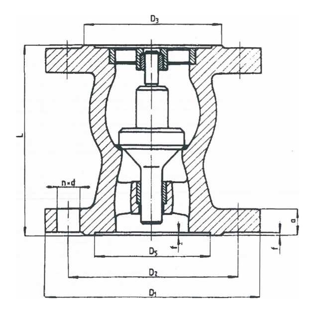 Ventil spätný do zvislého potrubia PN16